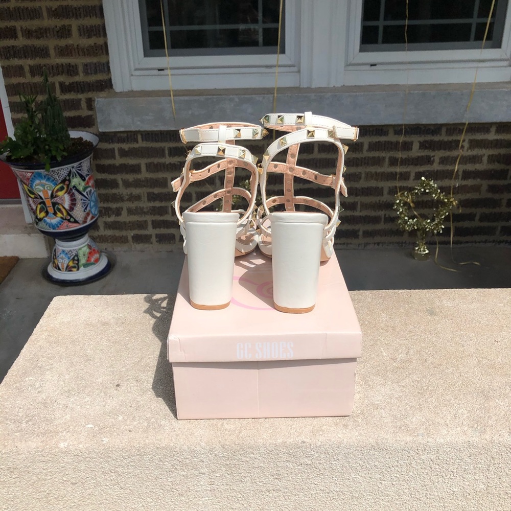 White Studded High Heels - Picture 4 of 7